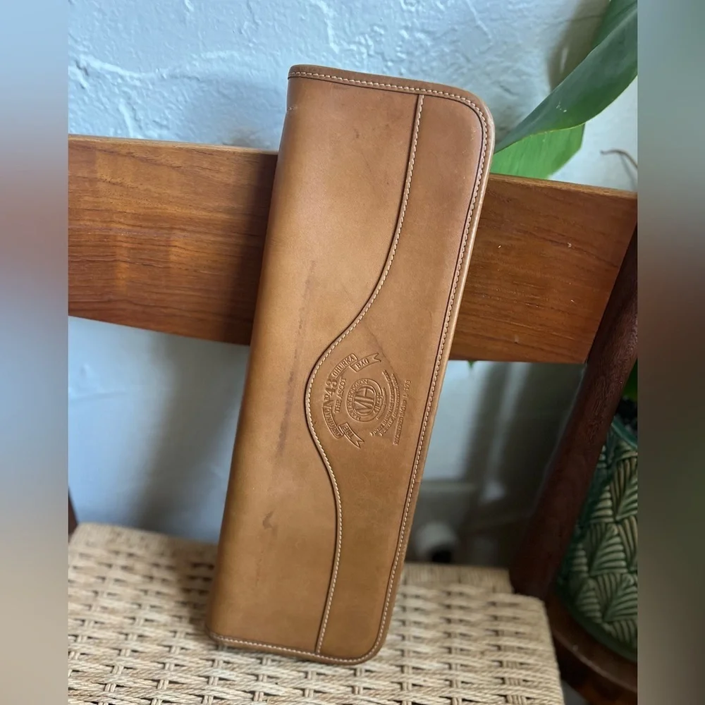 Vintage Gurkha Leather Tie Case Ascot Travel Organizer Tan Zip Necktie Holder